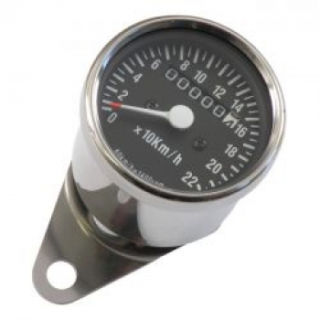 Mini-Tachometer, 2:1 mph Chrom mit schwarzer Frontplatte